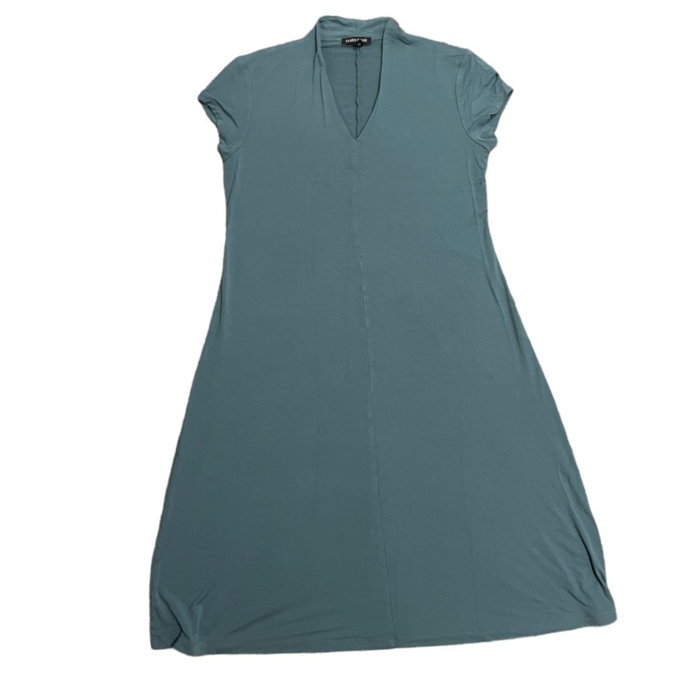 Eileen Fisher Jersey Dress Short Sleeve V Neck Size Small - Picture 3 of 8